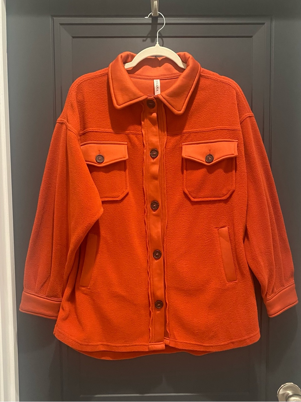 NEW Zenana Burnt Orange Button-Front Shacket Oversized Small